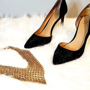 Black Sequin Heels 4''